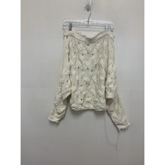 Free People Desert Sands Cable Pullover in Ivory XS - Picture 2 of 5